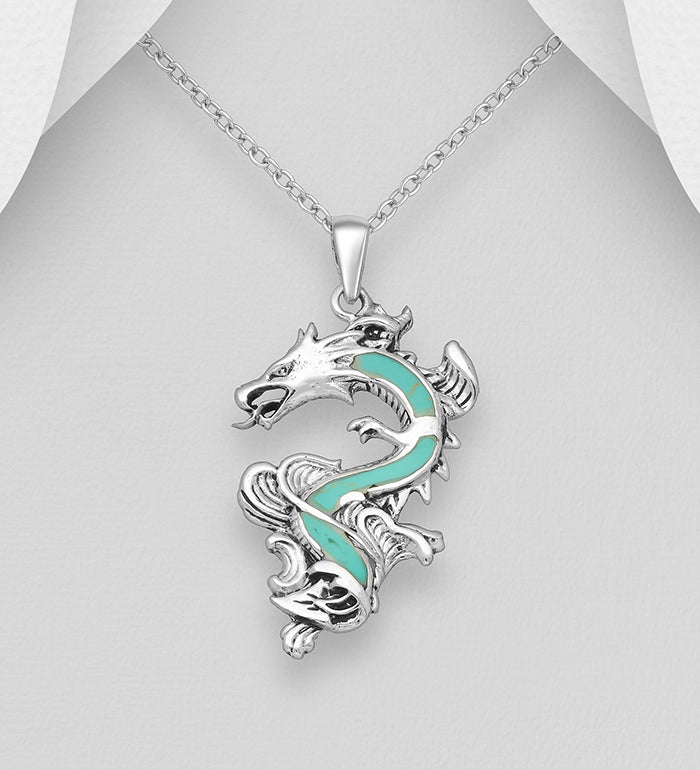 Oxidized Dragon Pendant