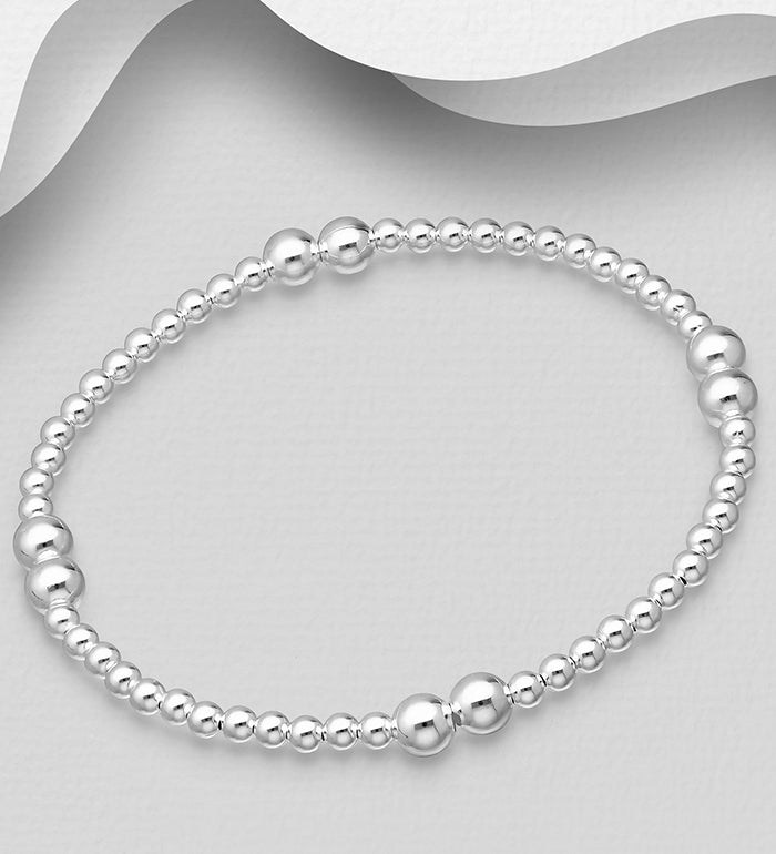 925 Sterling Silver Ball Stretch Bracelet