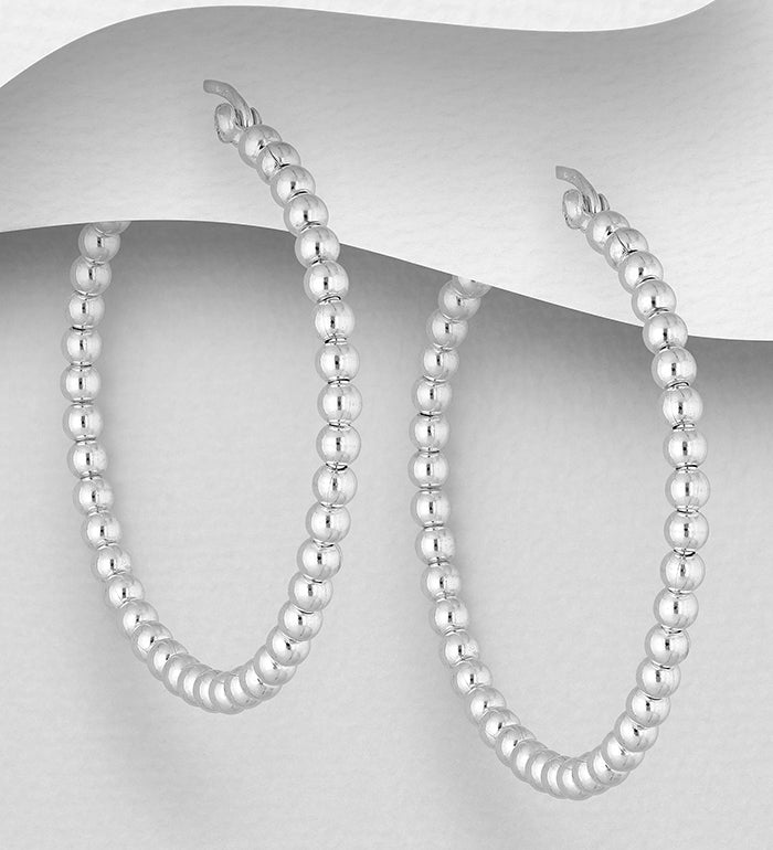 Silver ball hoop earrings