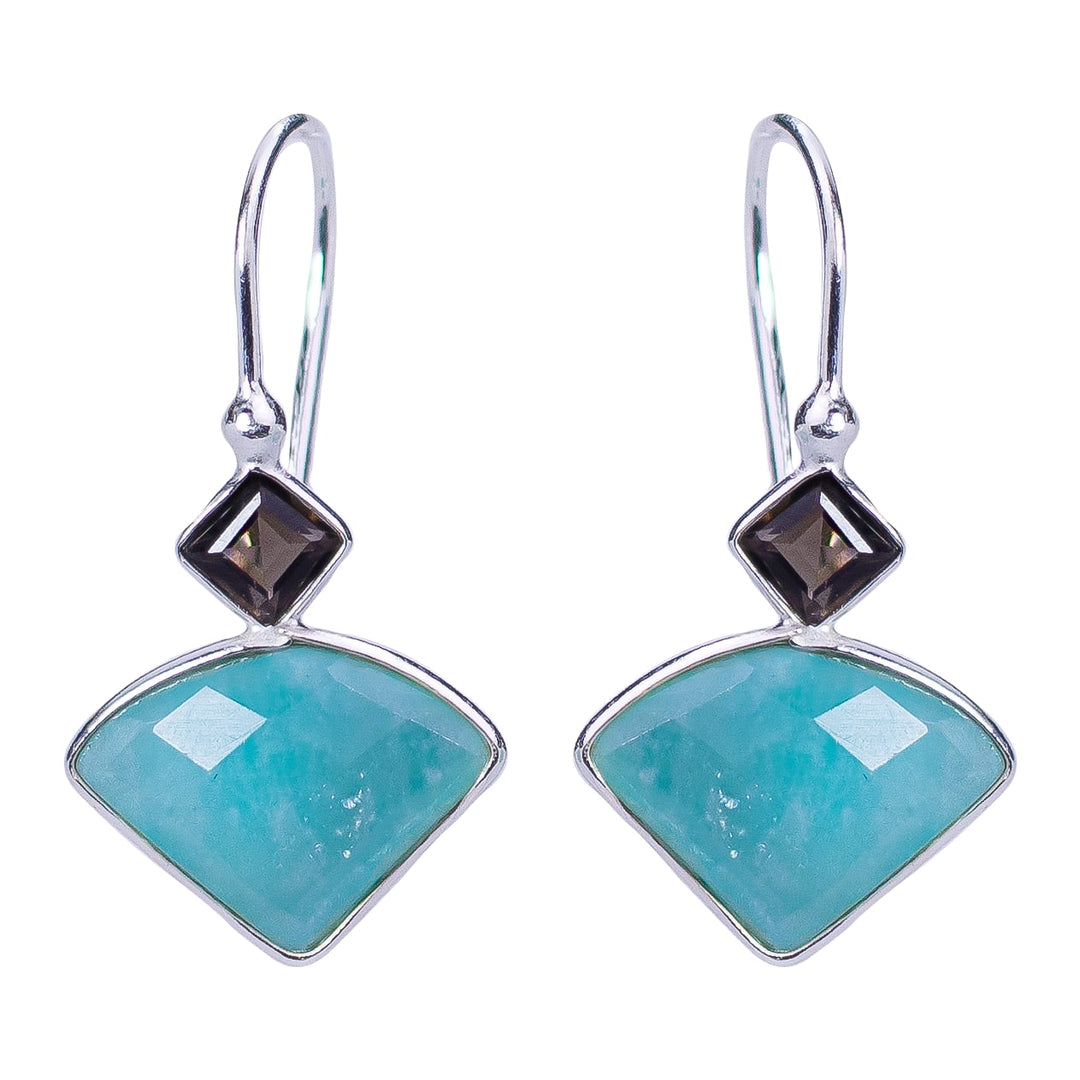 Amazonite and smoky Quartz Earrings
