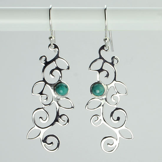 Turquoise and silver spiral earrings