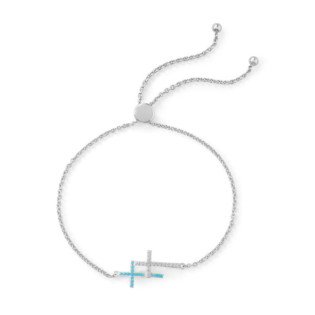 Rhodium Plated Double Cross Friendship Bolo Bracelet