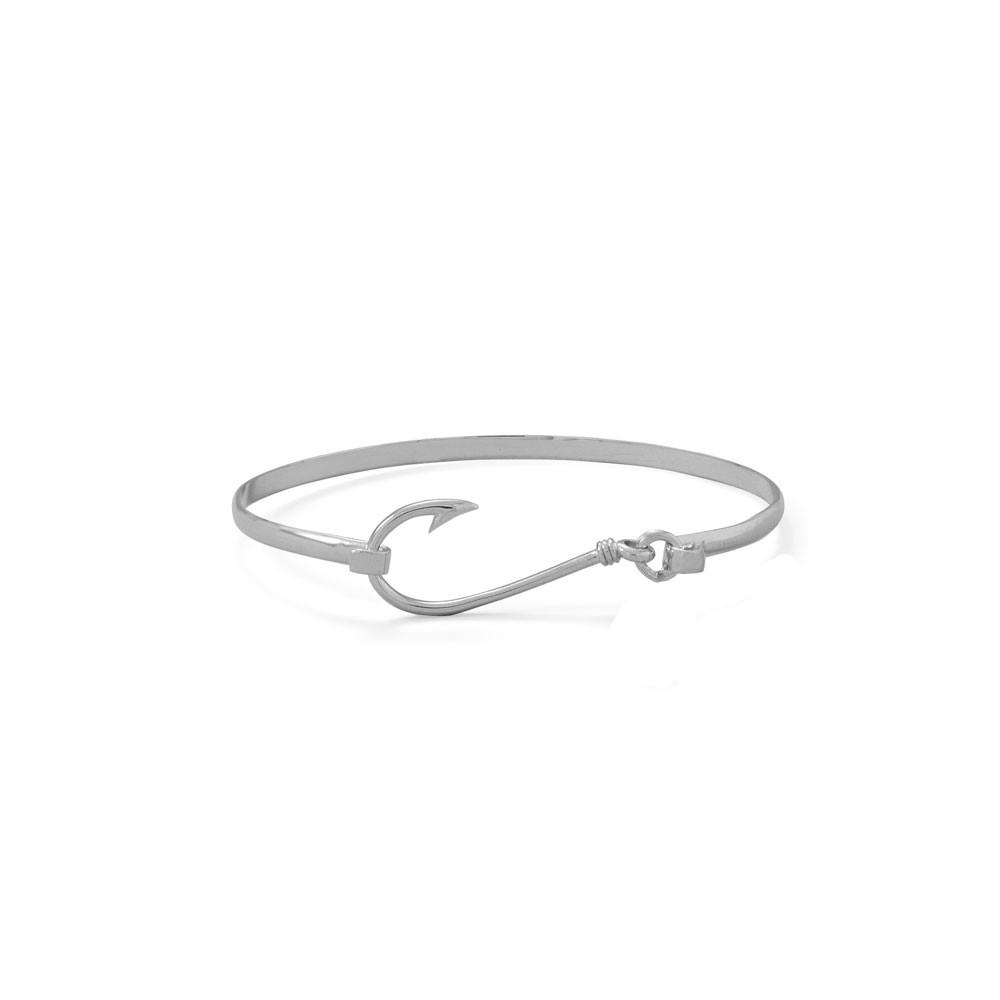 Rhodium Plated Fish Hook Bangle