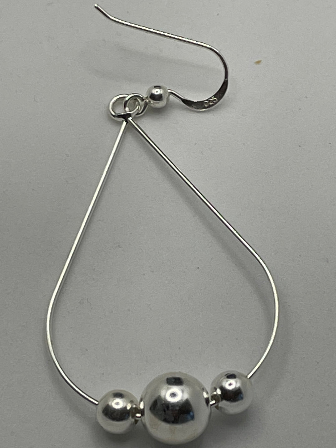 925 Sterling Silver Pear Shape Wire Hoop with Ball Hook Earrings